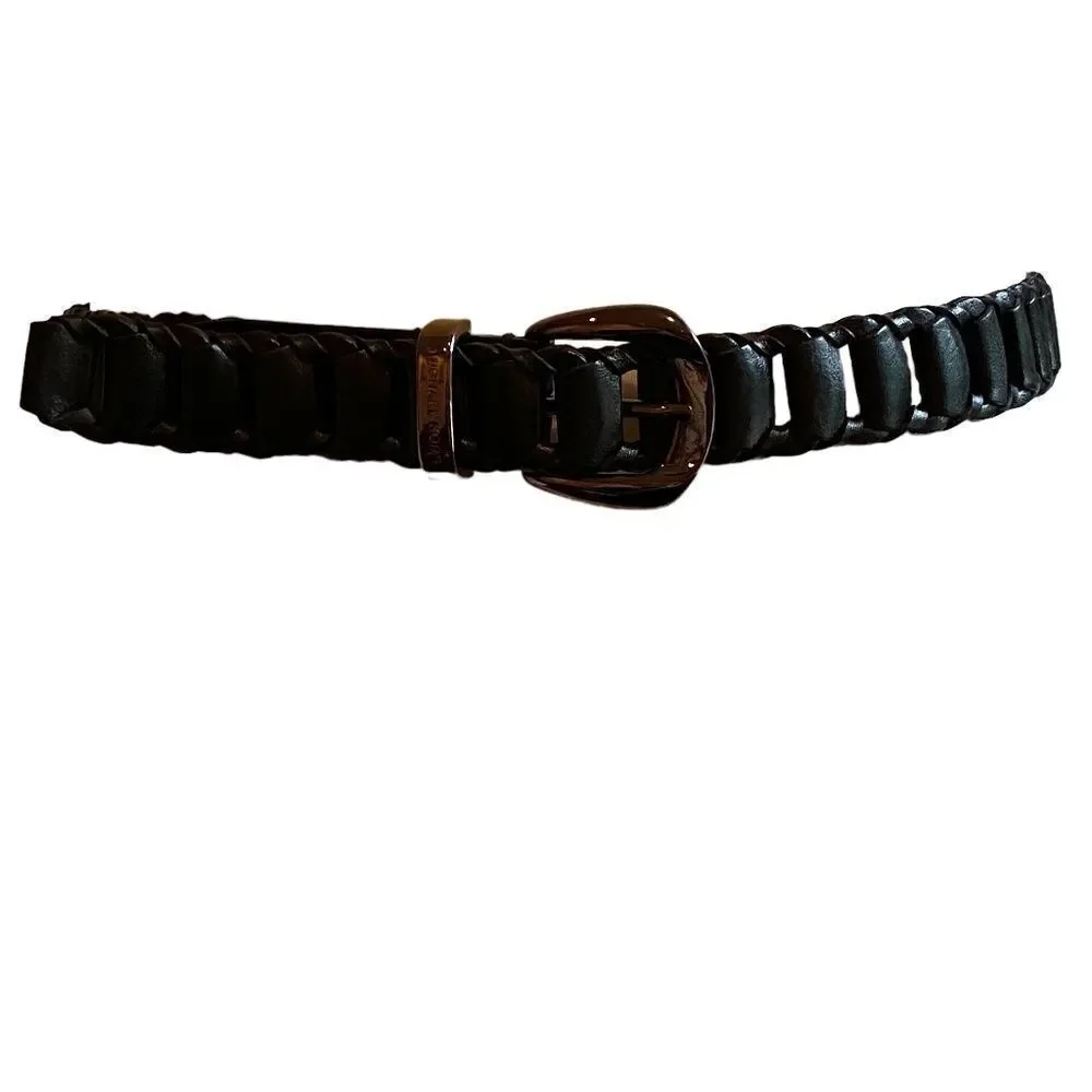 Michael Kors Black Leather Link Belt